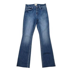 L'agence Jeans Womens 27 Blue Denim Mid Rise Frayed Hem Zip Fly Straight Stretch